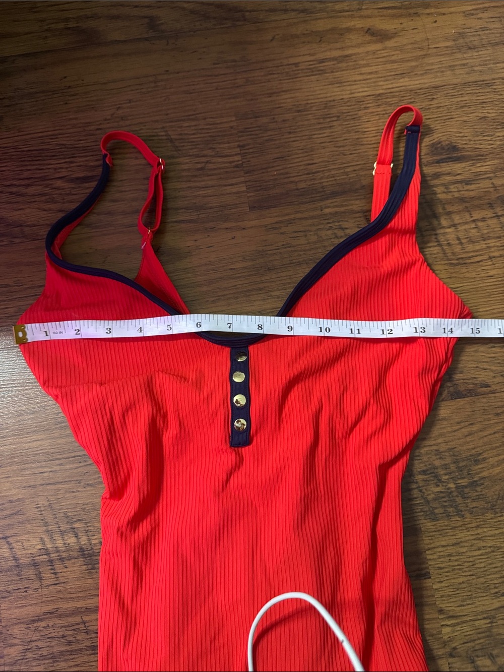 Nautica Red One-Piece Swimsuit with Navy Trim - Picture 5 of 5